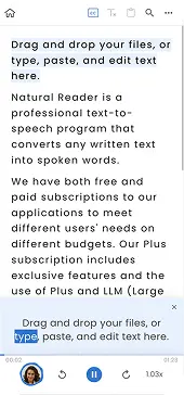 NaturalReader reading interface with MP3 download